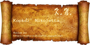 Kopkó Nikoletta névjegykártya
